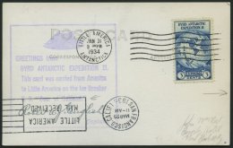 USA 359 BRIEF, 1934, Ansichtskarte Von Byrd Antarctic Expedition: Greetings From..., Mit Verschiedenen Poststempeln Und - Altri & Non Classificati