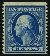 USA 166Gx *, Scott 355, 1909, 5 C. Washington, Wz. 1, Senkrecht Gezähnt 12, Falzrest, Pracht, $ 210 - Usati