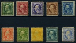 USA 162-71Ax *, Scott 331-40, 1909, 1 C. - 15 C. Franklin/Washington, Wz. 1, Gezähnt L 12, Falzreste, 5 Und 15 C. H - Used Stamps