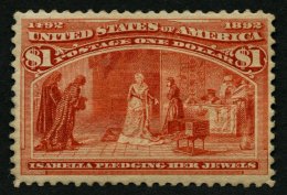 USA 84 *, Scott 241, 1893, 1 $ Columbus-Weltausstellung, Falzreste, Normale Zähnung, Pracht, $ 1100 - Usati