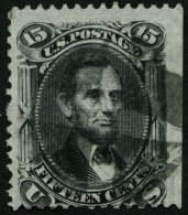 USA 22W O, Scott 98, 1861, 15 C. Lincoln, Waffeleinpressung Type VII, Rechts Ungezähnt (Randstück), üblic - Used Stamps