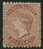 TURKS- UND CAICOS-INSELN 4 *, 1873, 1 P. Braunrosa, Fast Postfrisch, Pracht - Turcas Y Caicos