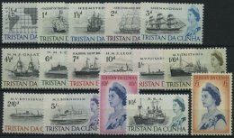 TRISTIAN DA CUNHA 71-87 **, 1965, Königin Elisabeth/Schiffe, Ohne Mi.Nr. 76, Prachtsatz, Mi. 74.- - Tristan Da Cunha