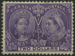 KANADA 50SP *, 1897, 2 $ Violett Mit Violettem Aufdruck SPECIMEN, Gummireste, Feinst (helle Stelle) - Canada