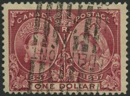 KANADA 49 O, 1897, 1 $ Lilarot, Dünne Stelle Sonst Pracht, Mi. 550.- - Canada