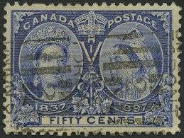 KANADA 48 O, 1897, 50 C. Ultramarin, üblich Gezähnt Pracht, Mi. 160.- - Canada