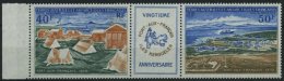 FRANZ.GEBIETE IN DER ANTA 65/6 **, 1971, 20 Jahre Port-aux-Français Auf Der Kerquelen-Inseln Im Dreierstreifen, P - Otros & Sin Clasificación