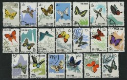 CHINA - VOLKSREPUBLIK 689-98,726-35 O, 1963, Schmetterlinge, Rauhe Zähnung, 2 Prachtsätze (20 Werte), Mi. 100. - Autres & Non Classés