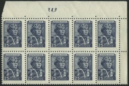 SOWJETUNION 1333I **, 1949, 25 K. Blau, Offsetdruck, Im Zehnerblock Aus Der Rechten Oberen Bogenecke Mit Bogenzähl- - Usados