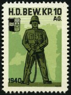 SOLDATENMARKEN II. WK 42 *, H.D. Bewachungsdienst, H.D. Bew. Kp. 10 AG: Mit Wappen Links Oben Und 1940, Falzrest, Pracht - Autres & Non Classés