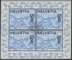 SCHWEIZ BUNDESPOST 1726KB O, 2000, 5 Fr. Galler Stickerei Im Kleinbogen Mit Ersttags-Sonderstempel, Pracht, Mi. 220.- - Used Stamps