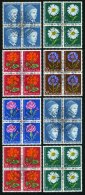 SCHWEIZ BUNDESPOST 786-90x,y VB O, 1963, Pro Juventute, Beide Papiere, In Viererblocks Mit Zentrischen Ersttags-Sonderst - Oblitérés