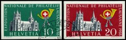 SCHWEIZ BUNDESPOST 611/2 O, 1955, Einzelmarken Lausanne, 2 Prachtwerte, Mi. 90.- - Used Stamps