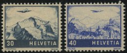 SCHWEIZ BUNDESPOST 506/7 **, 1948, Flugzeug über Landschaften, Pracht, Mi. 70.- - Oblitérés