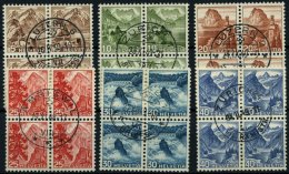 SCHWEIZ BUNDESPOST 500-05 VB O, 1948, Landschaften In Zentrisch Gestempelten Viererblocks, Prachtsatz - Used Stamps