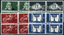 SCHWEIZ BUNDESPOST 493-99 VB O, 1948, 100 Jahre Bundesstaat In Viererblocks Mit Zentrischen Ersttagsstempeln, Prachtsatz - Oblitérés