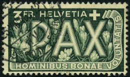 SCHWEIZ BUNDESPOST 457 O, 1945, 3 Fr. PAX, Pracht, Mi. 110.- - Oblitérés