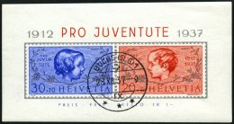 SCHWEIZ BUNDESPOST Bl. 3 O, 1937, Block Pro Juventute, Pracht, Gepr. Abt, Mi. 65.- - Used Stamps