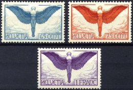 SCHWEIZ BUNDESPOST 189-91x *, 1924, Flugpost, Gewöhnliches Papier, Falzreste, Prachtsatz - Used Stamps