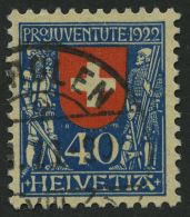 SCHWEIZ BUNDESPOST 178 O, 1922, 40 C. Pro Juventute, Pracht, Mi. 80.- - Oblitérés