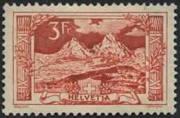 SCHWEIZ BUNDESPOST 142 *, 1918, 3 Fr. Bräunlichkarmin, Falzreste, Feinst, Mi. 120.- - Gebruikt