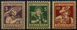 SCHWEIZ BUNDESPOST 130-32 **, 1916, Pro Juventute, Postfrisch, Prachtsatz, Mi. 200.- - Gebruikt