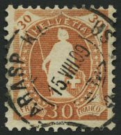 SCHWEIZ BUNDESPOST 90C O, 1907, 30 C. Braun, Gezähnt K 111/2:11, Faserpapier, Pracht, Mi. 420.- - Andere & Zonder Classificatie