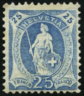 SCHWEIZ BUNDESPOST 81A *, 1906, 25 C. Blau, Gezähnt K 11 3/4, Falzreste, Feinst, Mi. 160.- - Gebruikt