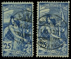 SCHWEIZ BUNDESPOST 73I,II O, 1900, 10 C. UPU, Platte I Und II, 2 Prachtwerte, Mi. 95.- - Gebruikt