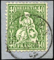 SCHWEIZ BUNDESPOST 26 BrfStk, 1863, 40 C. Grün, K1 ST. GALLEN, Prachtbriefstück, Mi. (60.-) - Usati