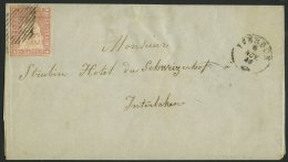 SCHWEIZ BUNDESPOST 15IIAym BRIEF, 1856, 15 Rp. Rosa, Berner Druck I, (Zst. 24Ba), Links Leicht Berührt Auf Briefh&u - Gebruikt