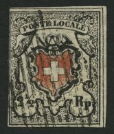 SCHWEIZ BUNDESPOST 6Ib O, 1850, 21/2 Rp. Poste Locale, Type 40, Unten Abgenutzte Rotdruckplatte, Leichte Mängel, Fo - Usados