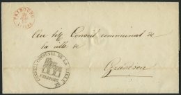 SCHWEIZ BUNDESPOST 1850, Dienstbrief Mit Rotem K2 Aus FRIBOURG Mit Inhalt Nach Grandson, Dekorativer Siegelstempel Der S - 1843-1852 Poste Federali E Cantonali