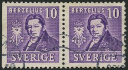 SCHWEDEN 272DI/B O, 1939, 10 Ö. Dr. Berzelius Im Waagerechten Paar, Dreiseitig Und Vierseitig Gezähnt, üb - Used Stamps
