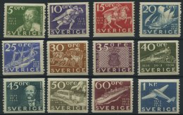 SCHWEDEN 227-38 *, 1936, 300 Jahre Post, Falzrest, Prachtsatz (12 Werte) - Oblitérés