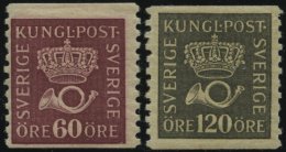 SCHWEDEN 196,204I *, 1925/6, 60 Und 120 Ø Freimarken, üblich Gezähnt Pracht - Usati