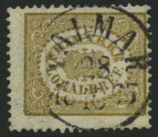 SCHWEDEN 13 O, 1862, 3 Ö. Gelbbraun, Zentrischer K1 KALMAR, Minimale Bugspur Sonst Pracht, Mi. 380.- - Usati