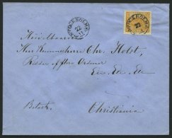 SCHWEDEN 10 BRIEF, 1858, 24 Ö. Orange Auf Brief Von STOCKHOLM Nach Christiania, Pracht - Usati