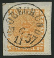 SCHWEDEN 4 BrfStk, 1855, 8 Skill. Boc. Gelborange, Seltener K1 ÖREGRUND, Etwas Dezentriert, Prachtbriefstück, - Used Stamps