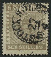 SCHWEDEN 3a O, 1855, 6 Skill. Bco. Bräunlichgrau, K1 STOCKHOLM, Pracht - Used Stamps