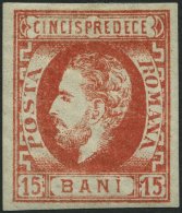 RUMÄNIEN 30 *, 1872, 15 B. Rot, Falzrest, Pracht, Mi. 250.- - Autres & Non Classés