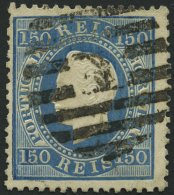 PORTUGAL 43xB O, 1876, 150 R. Mattblau, Gezähnt 121/2, üblich Gezähnt Pracht, Signiert Gebrüder Senf - Gebruikt