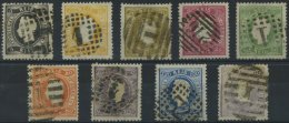 PORTUGAL 25-33 O, 1867/70, Geschweifte Wertbänder, Normale Zähnung, Prachtsatz, Fast Alle Signiert Gebrüd - Used Stamps