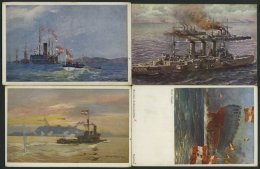 FELDPOST 4 Verschiedene Ungebrauchte Künstlerkarten Mit K.u. K. Kriegsschiffen, Meist Von Harry Heusser, Pracht - Other & Unclassified