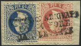 POST IN DER LEVANTE 3II,4I BrfStk, 1878, 5 So. Rot, Feiner Druck Und 10 So. Blau, Grober Druck, Vollständiger L3 LE - Levant Autrichien