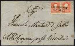 LOMBARDEI UND VENETIEN 9II BRIEF, 1858, 5 So. Rot, Type II, 2x Mit L2 S.M. MADDALENA Auf Prachtbrief - Lombardije-Venetië