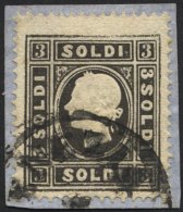 LOMBARDEI UND VENETIEN 7IIa BrfStk, 1859, 3 So. Schwarz, Type II, K1 VENEZIA, Prachtbriefstück, Mi. (120.-) - Lombardije-Venetië