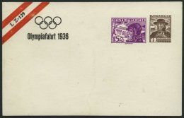 GANZSACHEN 1936, Privat-Ganzsachenkarte Olympiafahrt 1936 - LZ 129 Mit 15 Und 12 G, Ungebraucht, Pracht - Otros & Sin Clasificación