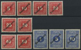 PORTOMARKEN P 64-74 **, 1919, Deutschösterreich, Prachtsatz, Mi. 180.- - Impuestos