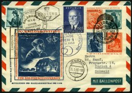 STERREICH 982 BRIEF, 1953, 1.50 S. Körner Auf FDC Als Zusatzfrankatur Auf Ballonpost-Ganzssachenumschlag 10. Ballon - Oblitérés